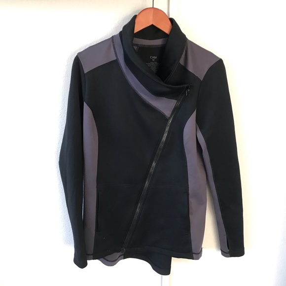 CAbi Jackets & Blazers - CAbi Dash Jacket Black/Gray Asymmetrical Zip-Up